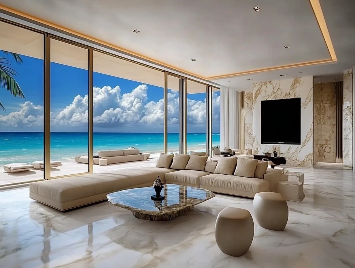 Hawaii cliffside villa with infinity pool and lava rock design